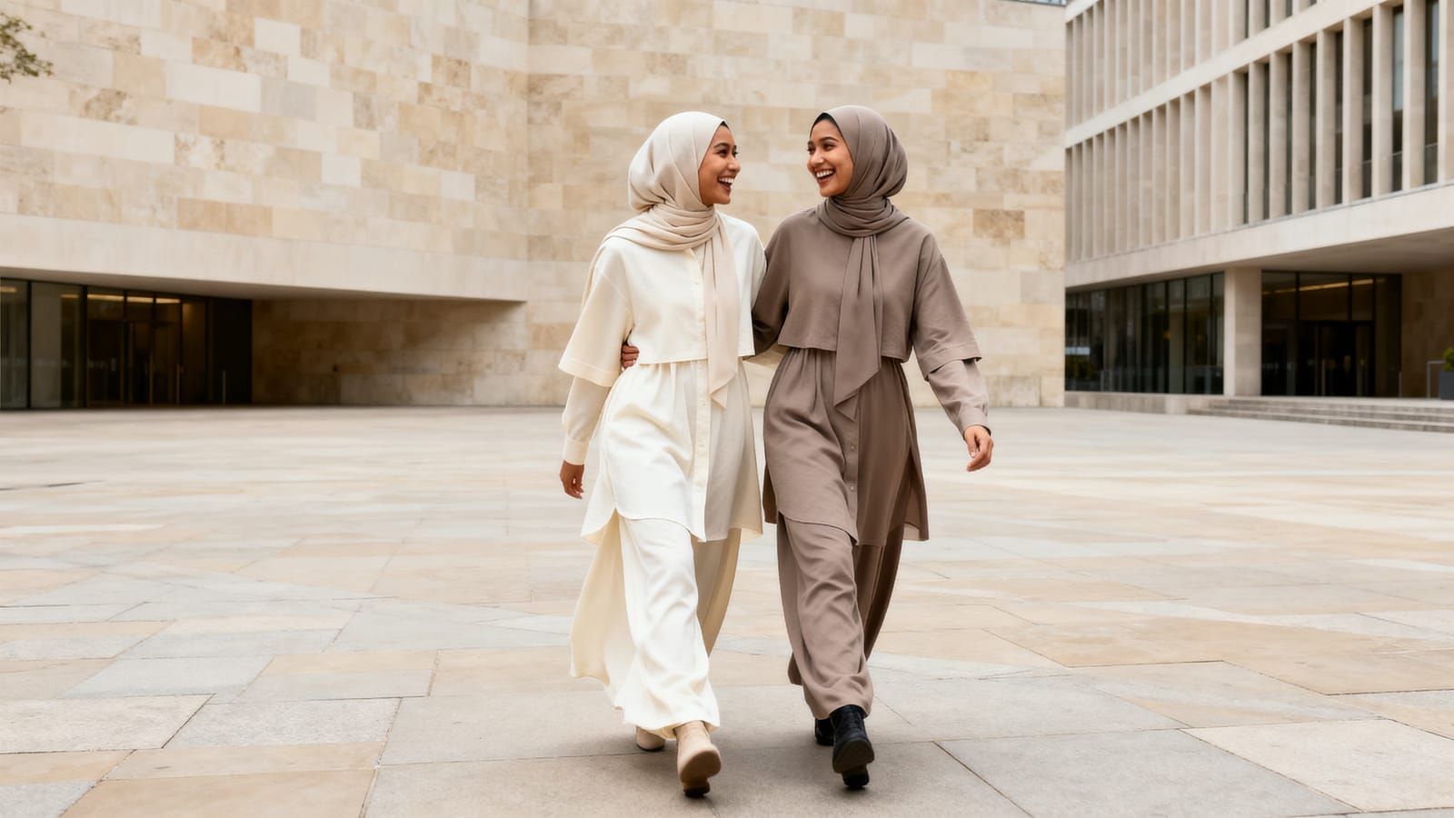 AI-generated ad for Noor & Veil — Modest noor-4, Casa Selvedge production